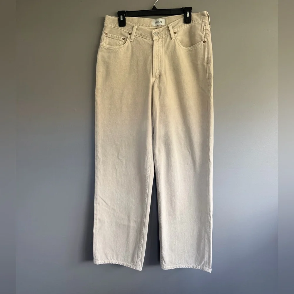AGOLDE V-Waist Baggy Straight Leg Jeans (Scone) - Picture 5 of 8